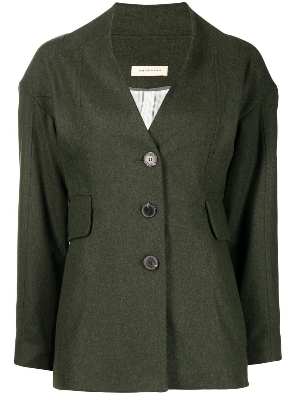 0711 single-breasted collarless blazer - Green von 0711