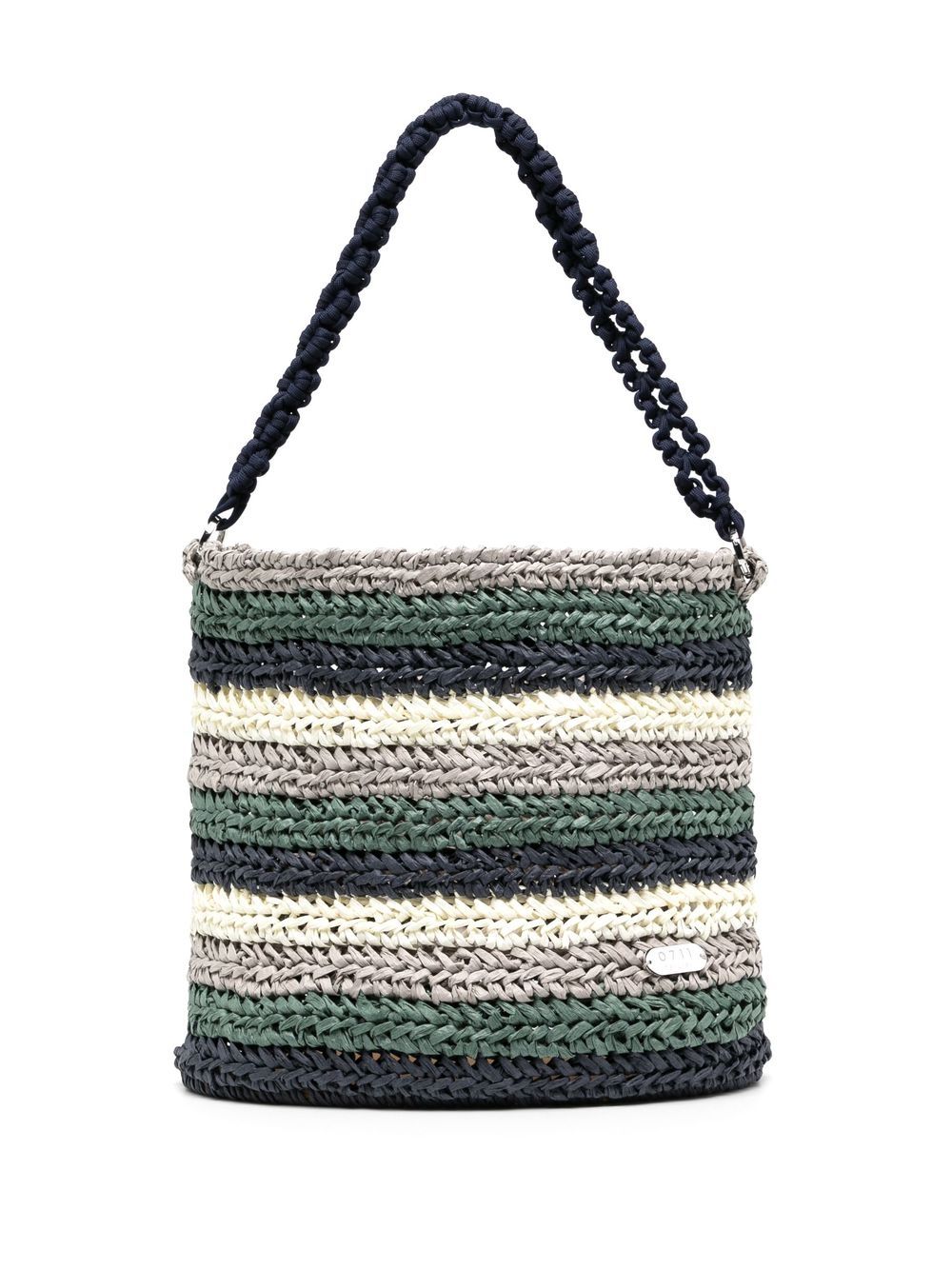 0711 striped interwoven-design beach bag - Blue von 0711