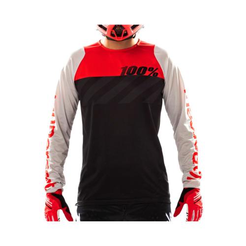 100% R-Core Jersey - grey/racer red XL von 100percent