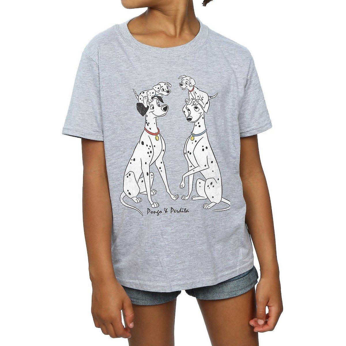 Pongo And Perdita Tshirt Mädchen Grau 116 von 101 Dalmatians