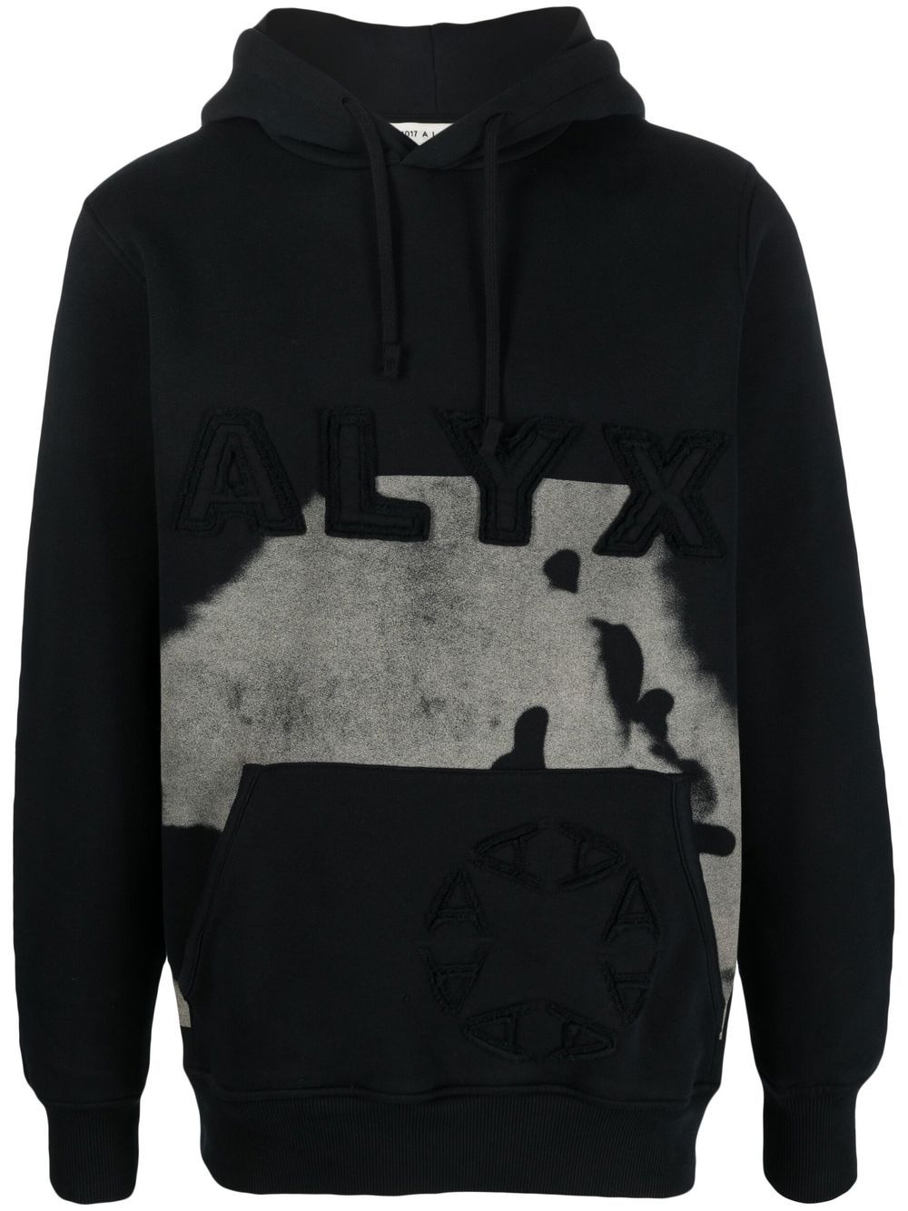 1017 ALYX 9SM logo-embroidered cow-print hoodie - Black von 1017 ALYX 9SM