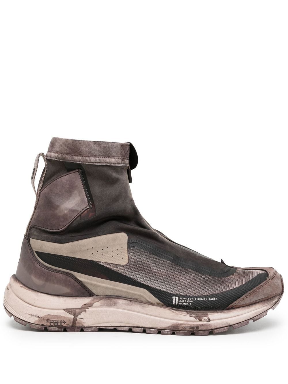 11 By Boris Bidjan Saberi distressed-effect panelled ankle boots - Brown von 11 By Boris Bidjan Saberi