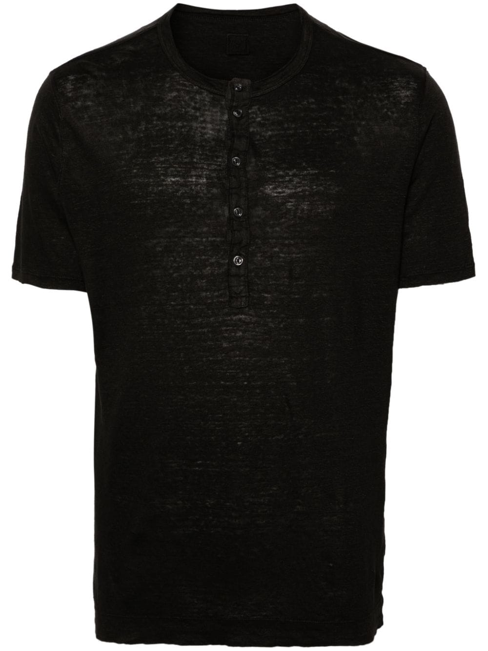 120% Lino buttoned linen T-shirt - Black von 120% Lino