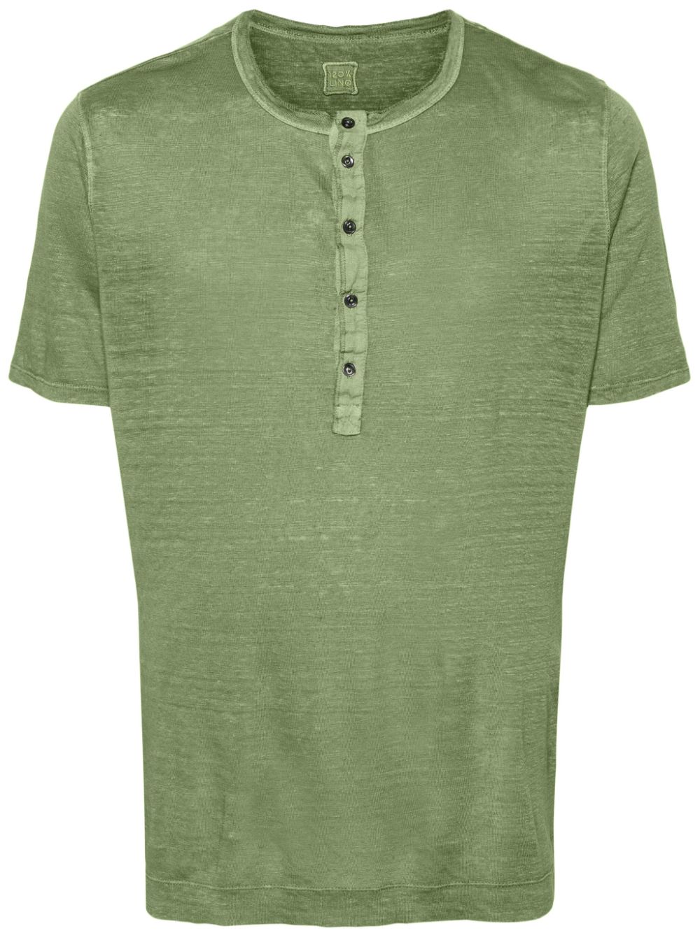 120% Lino buttoned linen T-shirt - Green von 120% Lino