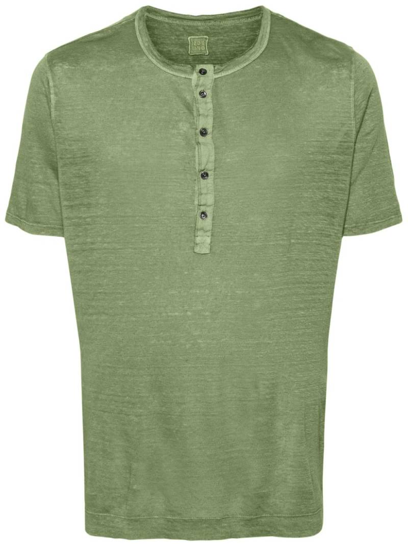 120% Lino buttoned linen T-shirt - Green von 120% Lino