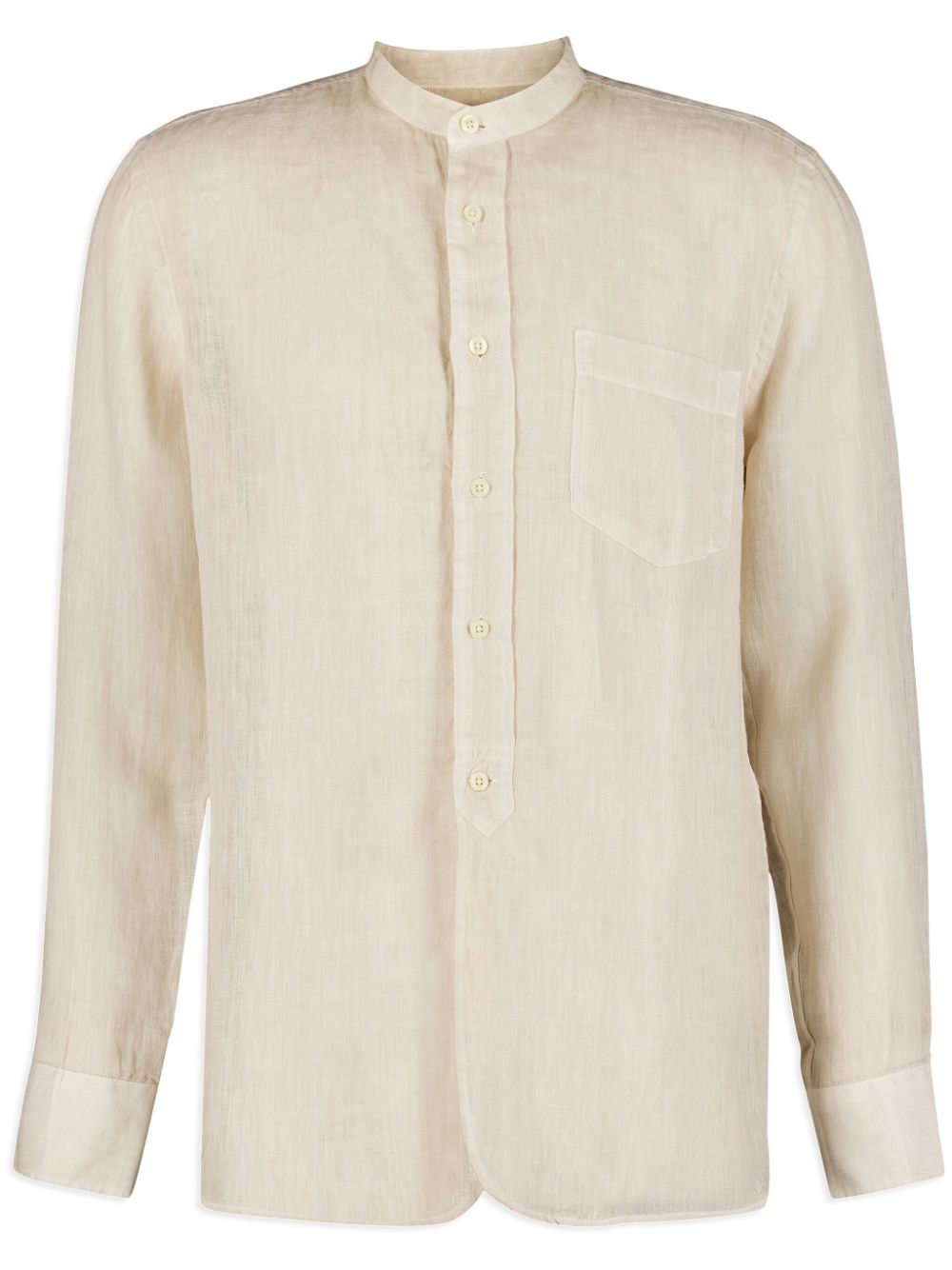 120% Lino collarless linen shirt - Neutrals von 120% Lino