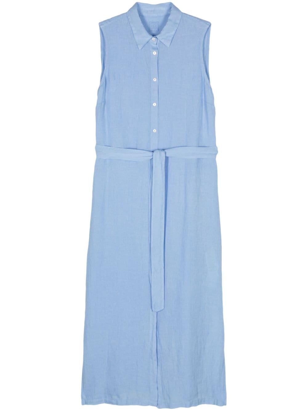 120% Lino cotton belted midi dress - Blue von 120% Lino