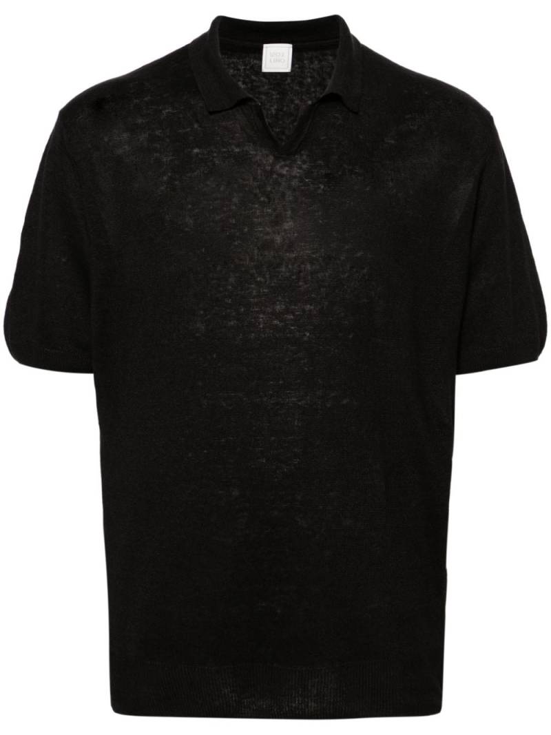 120% Lino fine-knit linen polo shirt - Black von 120% Lino