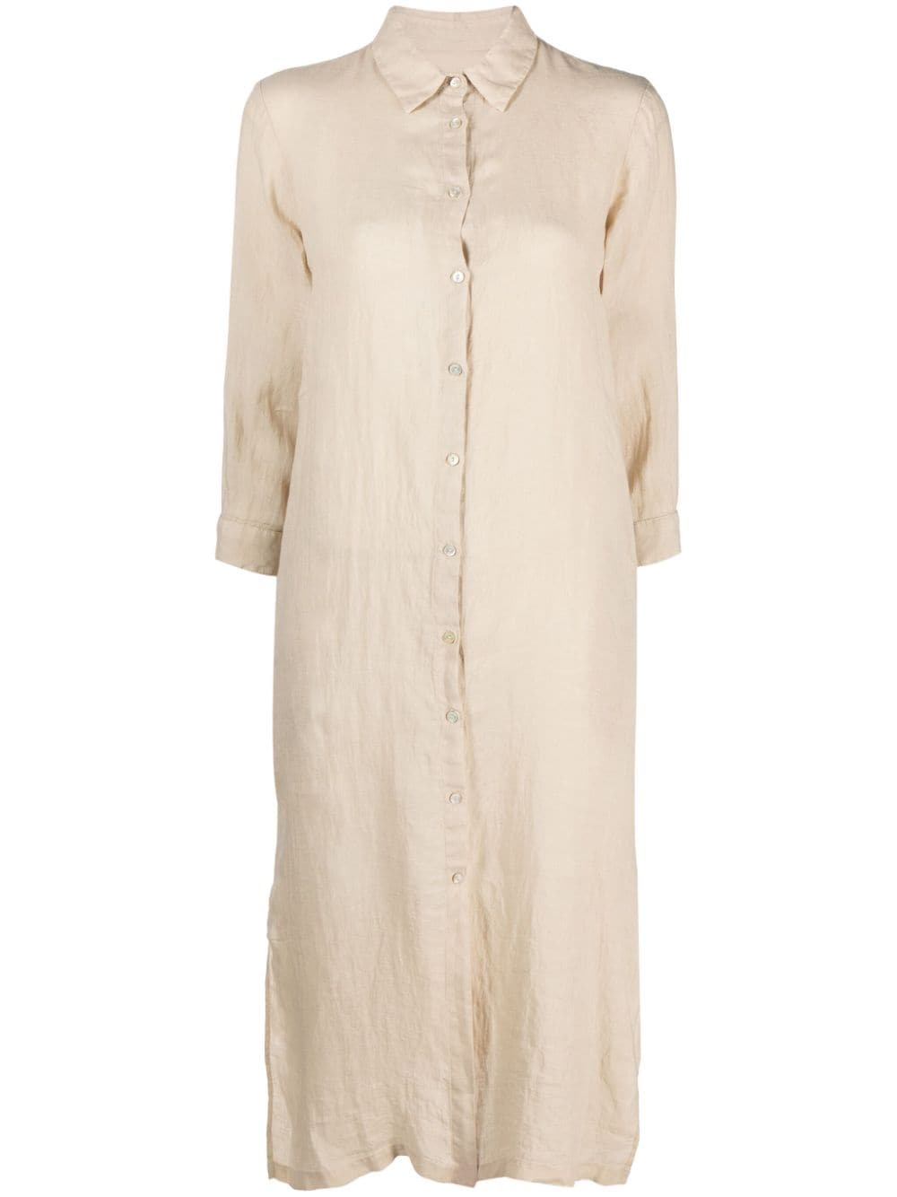 120% Lino linen maxi shirt dress - Brown von 120% Lino