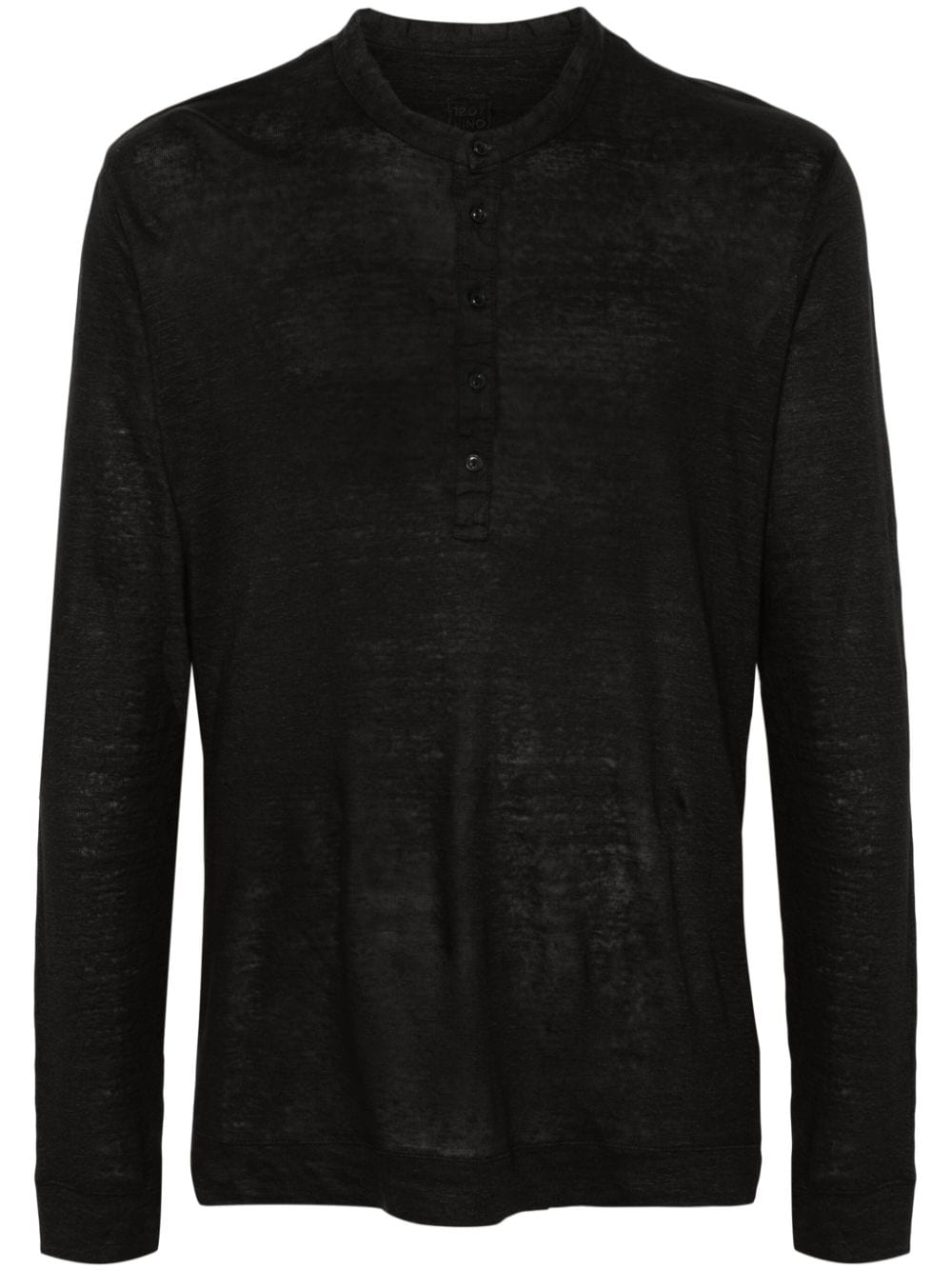 120% Lino long-sleeve linen T-shirt - Black von 120% Lino