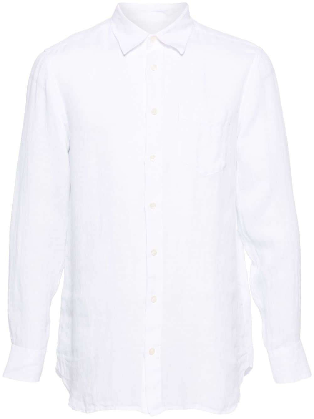 120% Lino long-sleeve linen shirt - White von 120% Lino