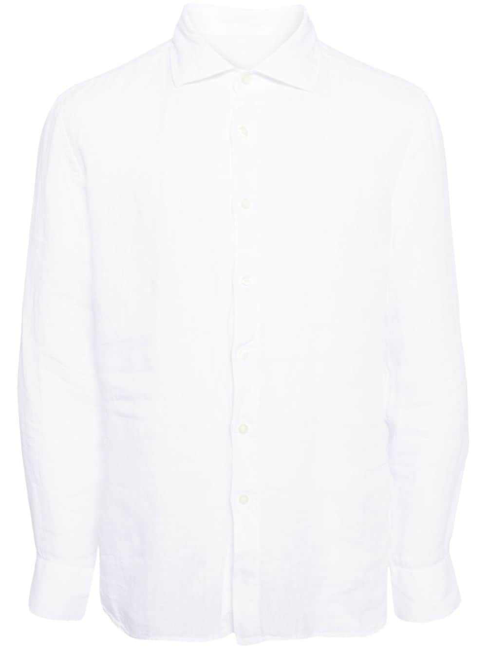 120% Lino long-sleeved linen shirt - White von 120% Lino