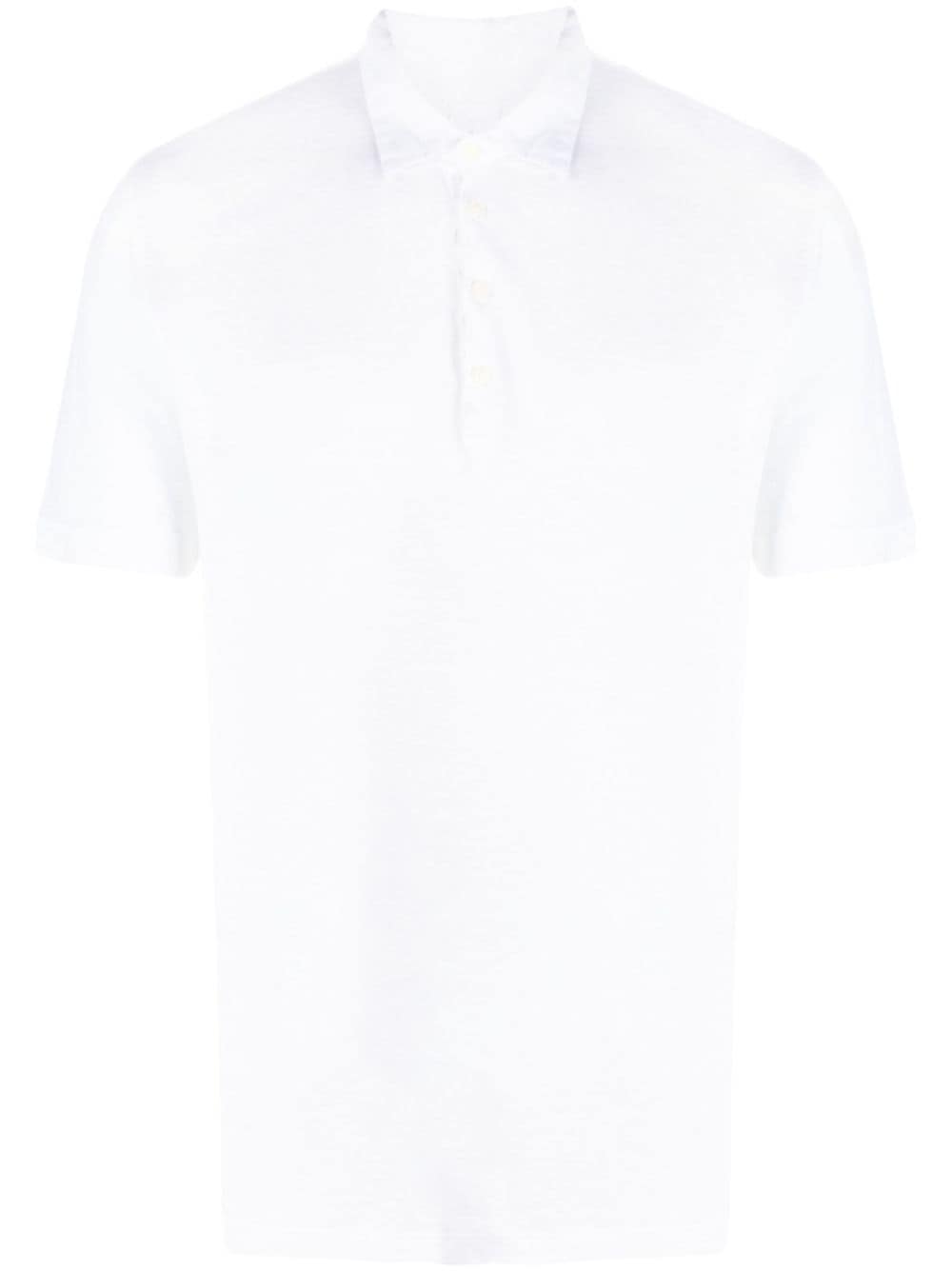 120% Lino mélange linen polo shirt - White von 120% Lino
