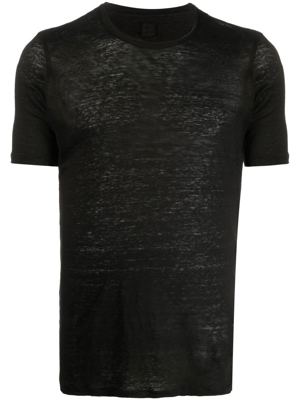 120% Lino mélange short-sleeve T-shirt - Black von 120% Lino