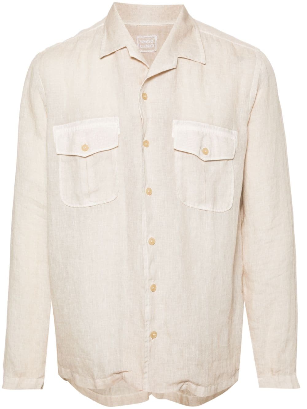 120% Lino notched-collar linen shirt - Neutrals von 120% Lino