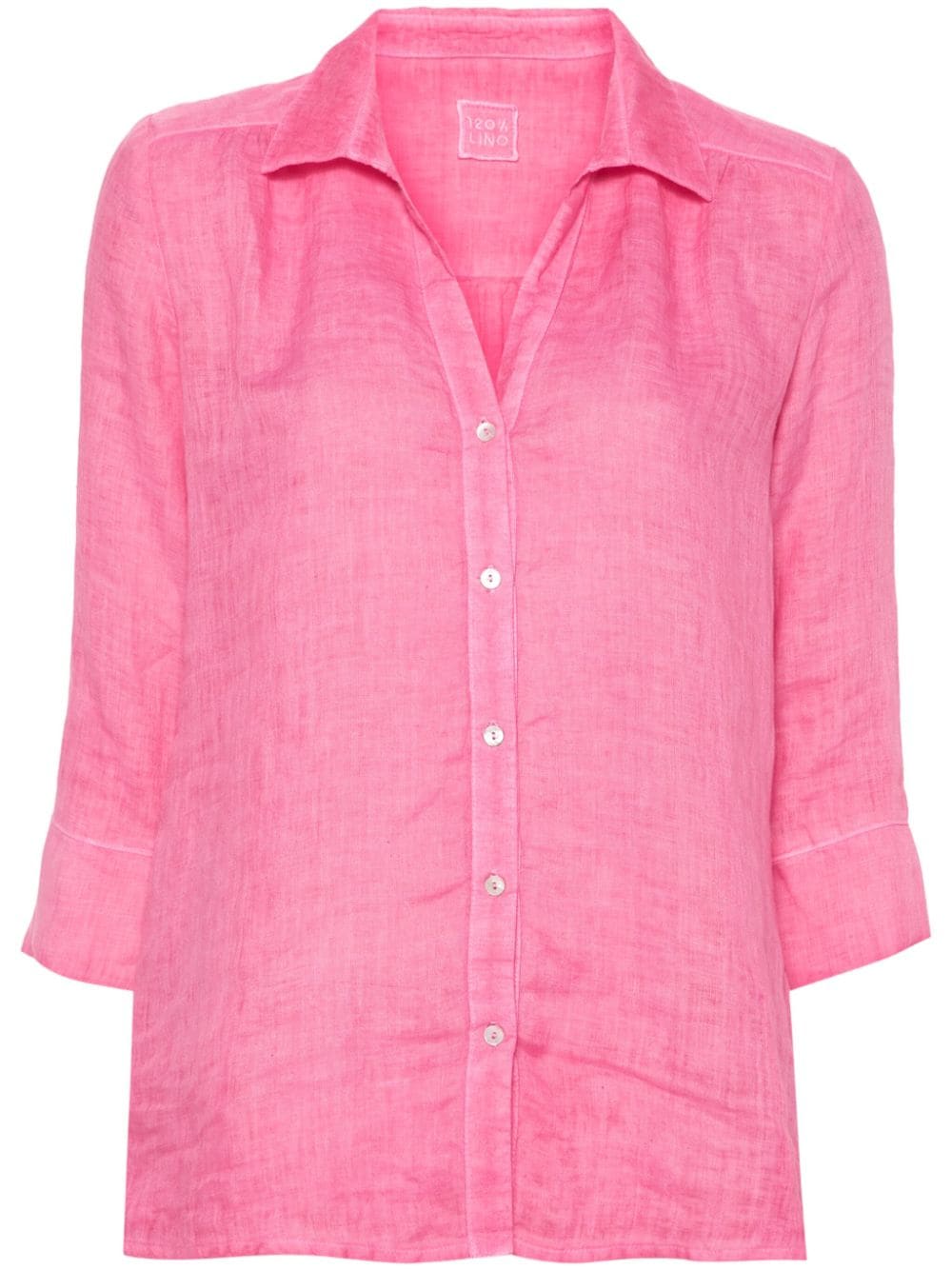 120% Lino poplin linen shirt - Pink von 120% Lino