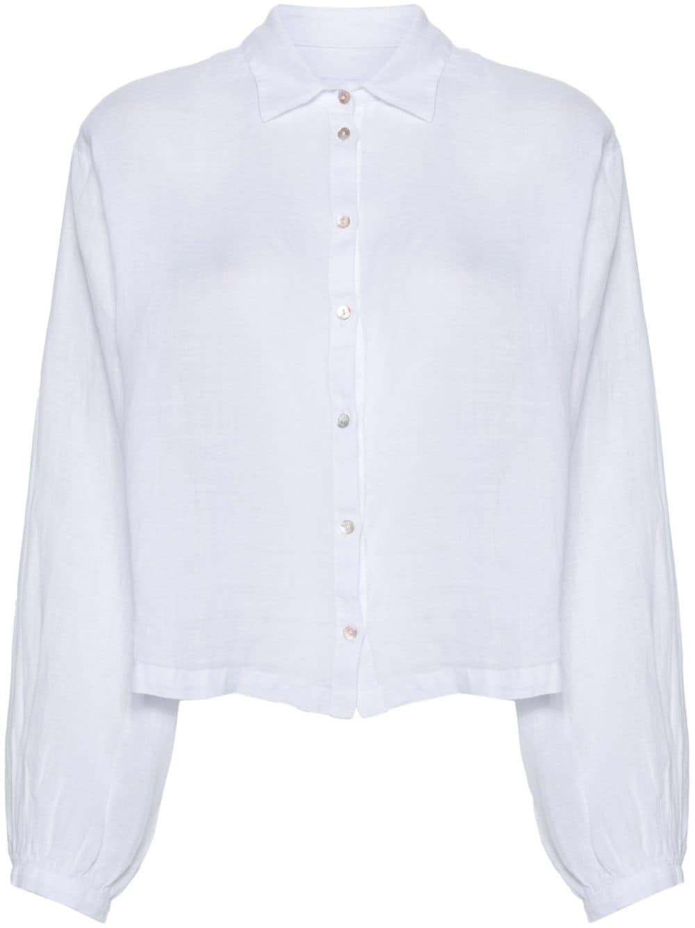 120% Lino semi-sheer linen shirt - White von 120% Lino