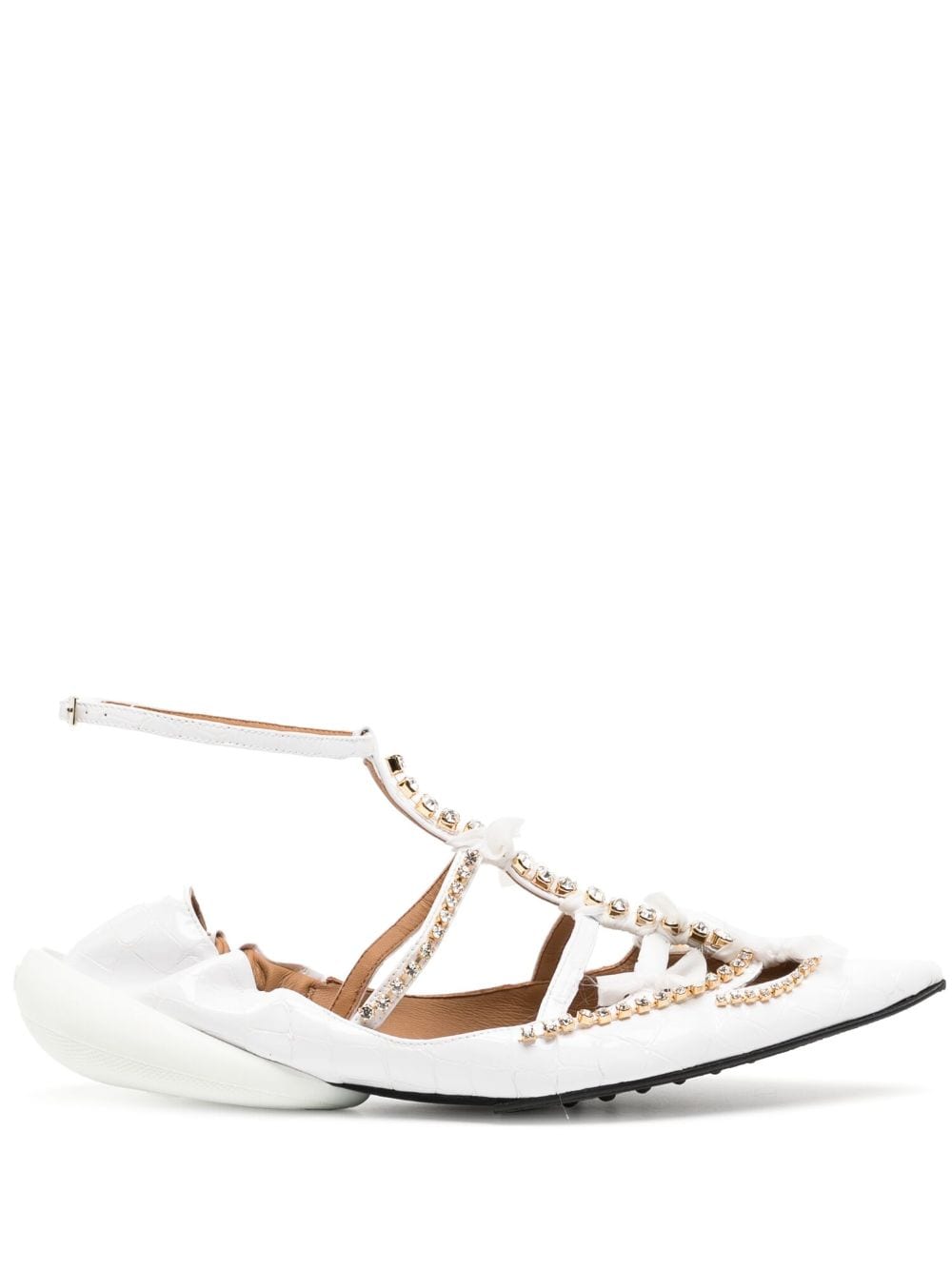 13 09 SR Tootsy Croco leather ballerina flats - White von 13 09 SR