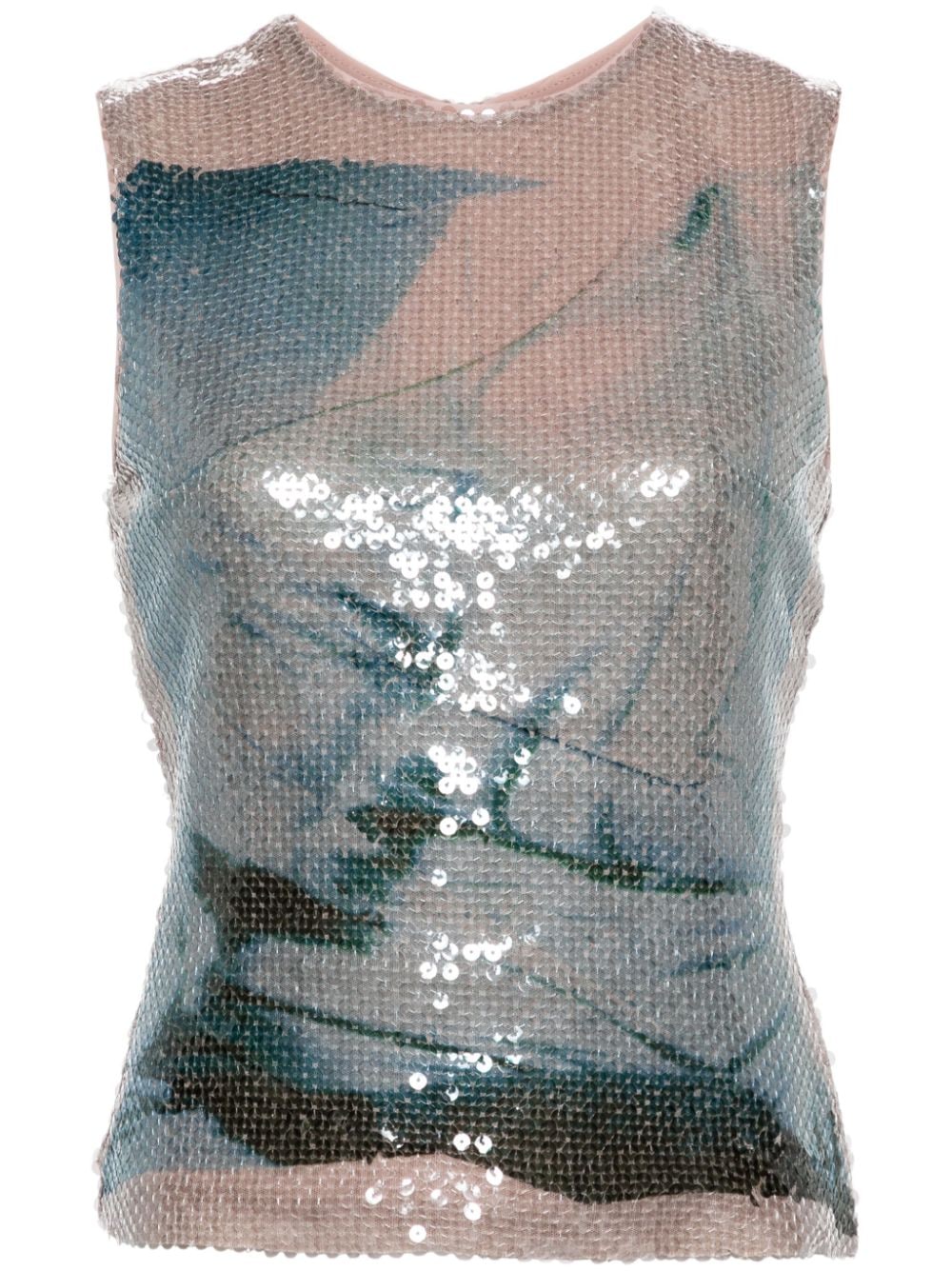 16Arlington Nage abstract-print sequinned top - Blue von 16Arlington