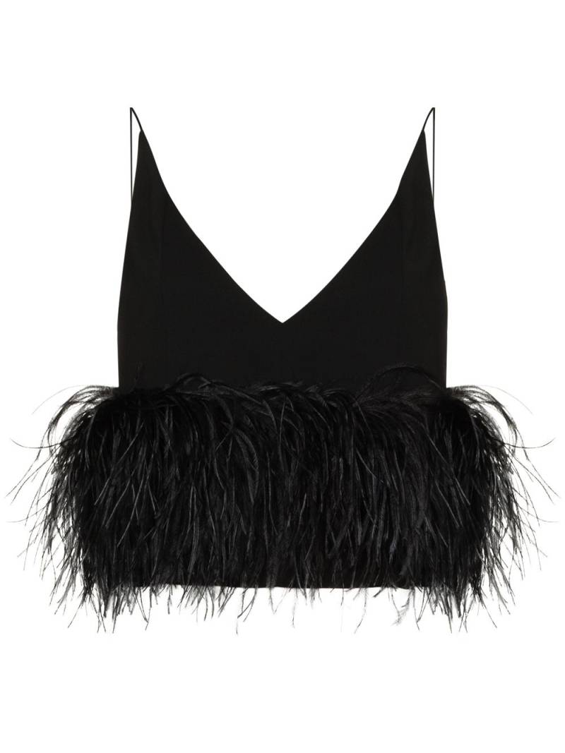 16Arlington Poppy feather-embellished cropped top - Black von 16Arlington