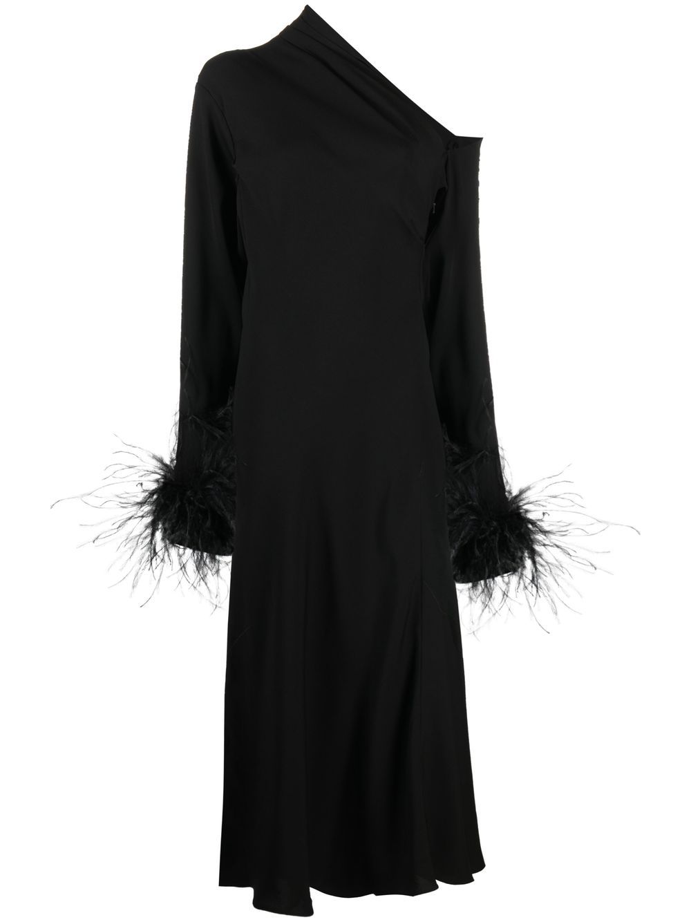 16Arlington feather-trim one-shoulder dress - Black von 16Arlington