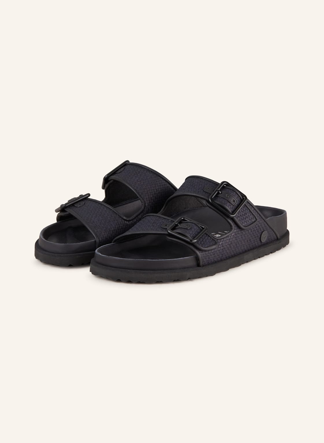 1774 Birkenstock Pantoletten Arizona Raffia Luxe schwarz 1774 Birkenstock Pantoletten Arizona Raffia Luxe schwarz von 1774 BIRKENSTOCK