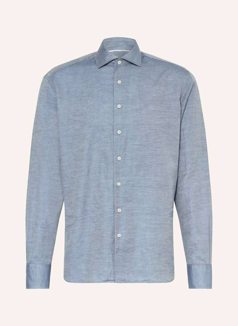 1863 By Eterna Hemd Slim Fit Mit Leinen blau von 1863 by ETERNA