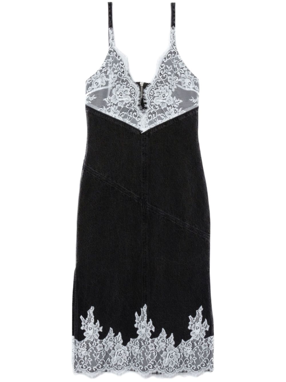 3.1 Phillip Lim lace-trim denim slip dress - Black von 3.1 Phillip Lim