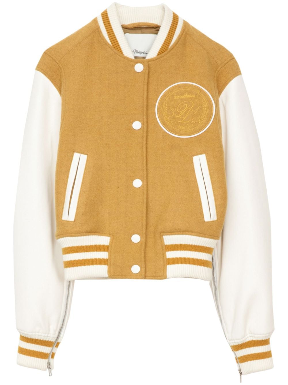 3.1 Phillip Lim logo-patch knitted bomber jacket - Yellow von 3.1 Phillip Lim