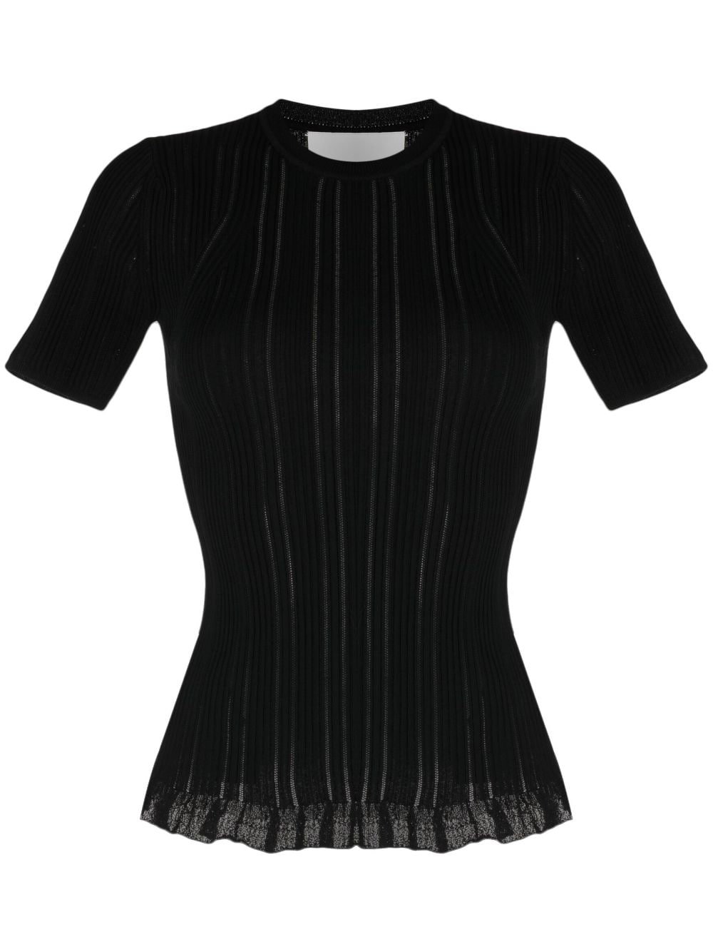 3.1 Phillip Lim ribbed ruffle-hem T-shirt - Black von 3.1 Phillip Lim