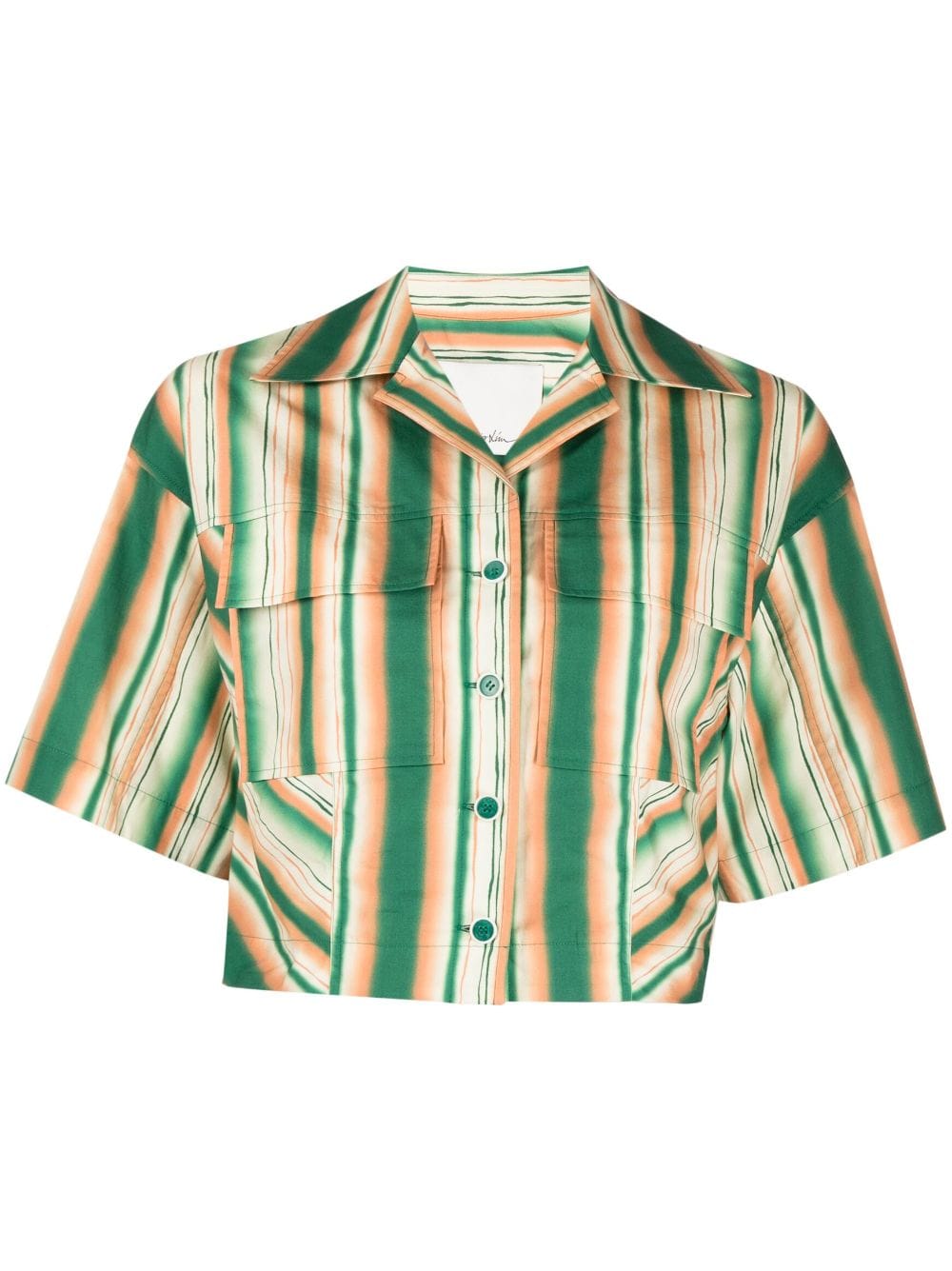 3.1 Phillip Lim striped cropped cotton shirt - Green von 3.1 Phillip Lim