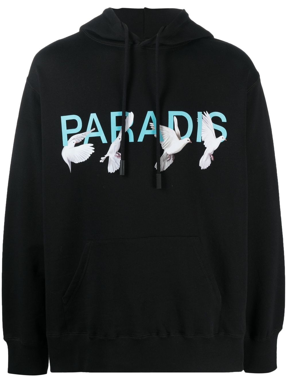 3PARADIS logo print cotton hoodie - Black von 3PARADIS