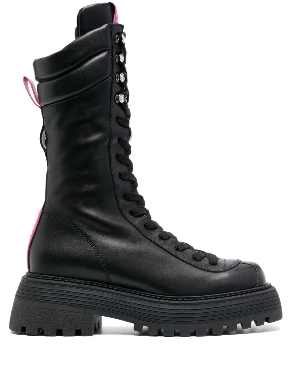 3juin logo-patch leather boots - Black von 3juin