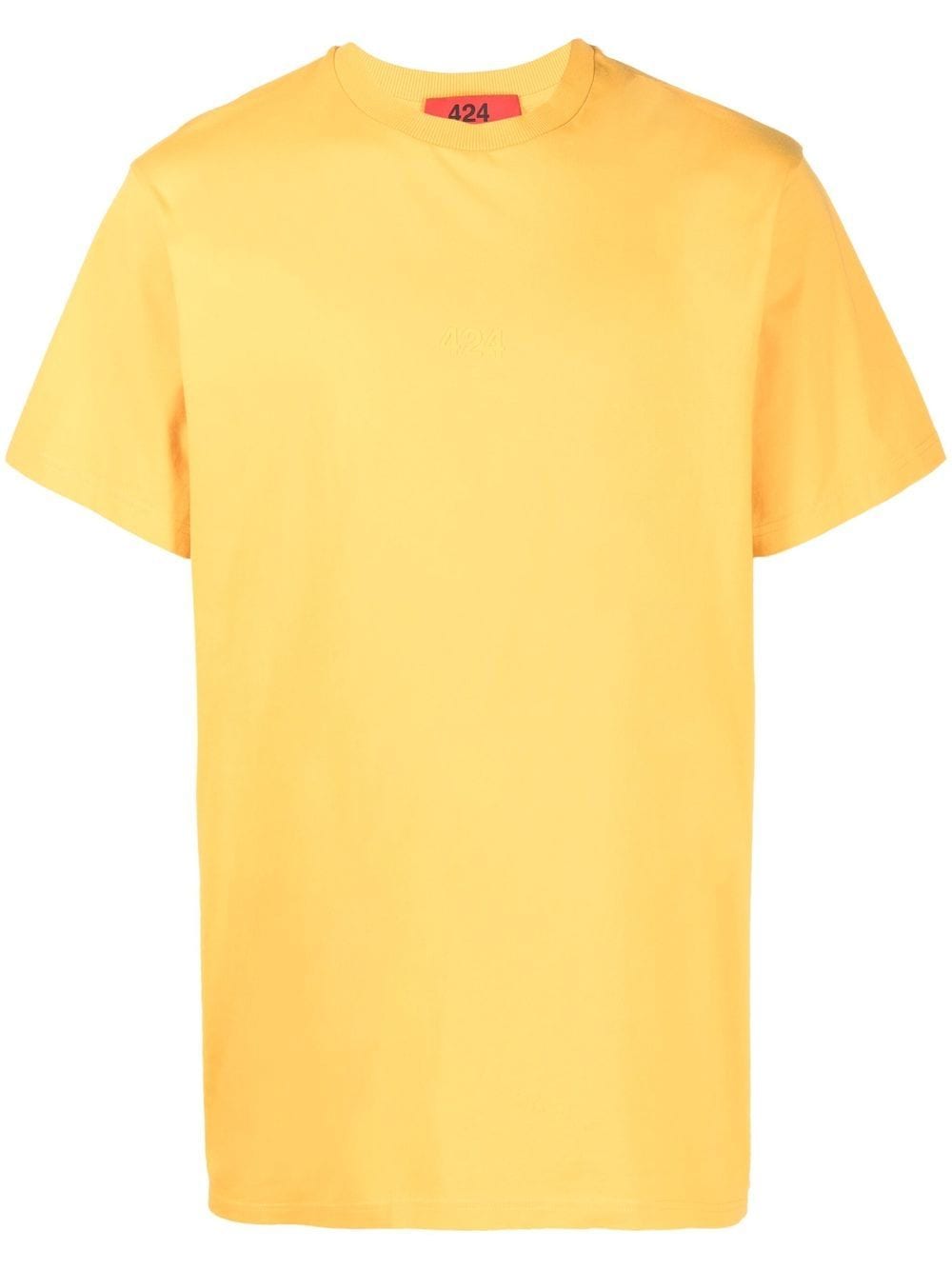 424 embroidered-logo cotton T-shirt - Yellow von 424