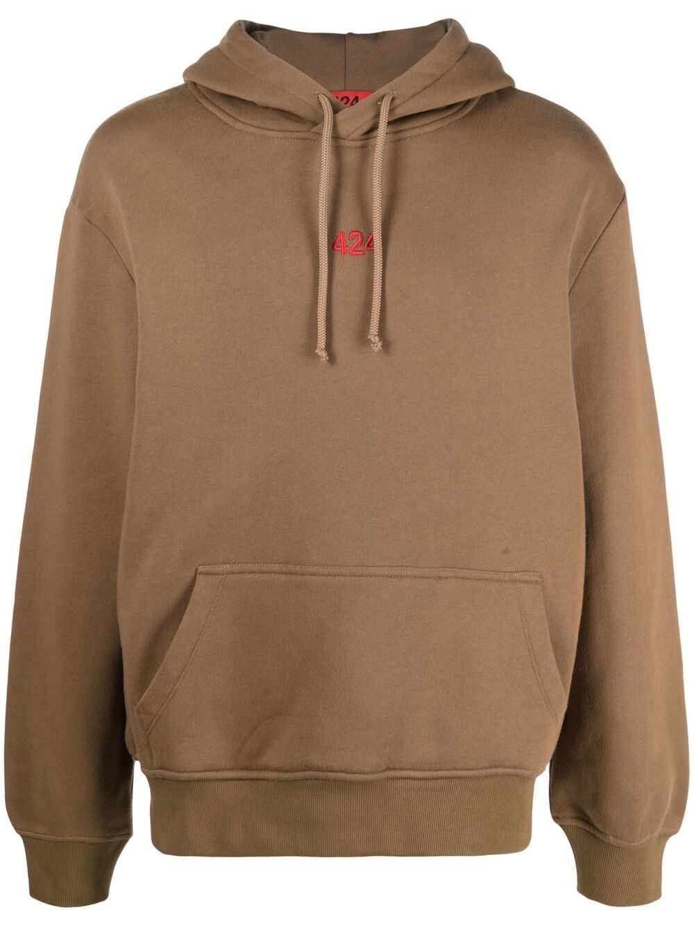 424 embroidered-logo cotton hoodie - Brown von 424
