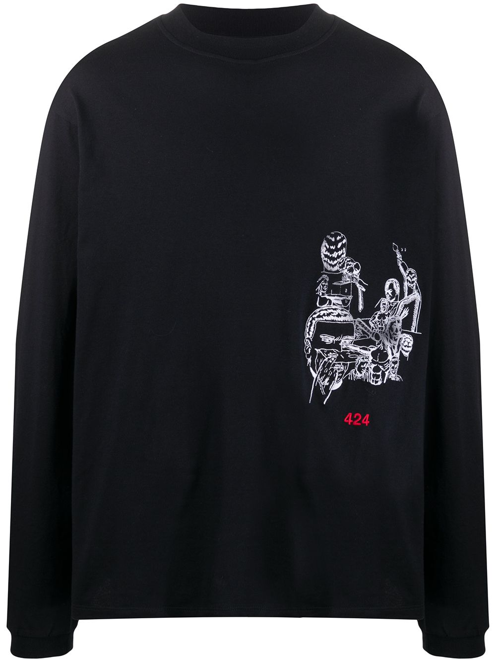 424 embroidered long-sleeve sweatshirt - Black von 424