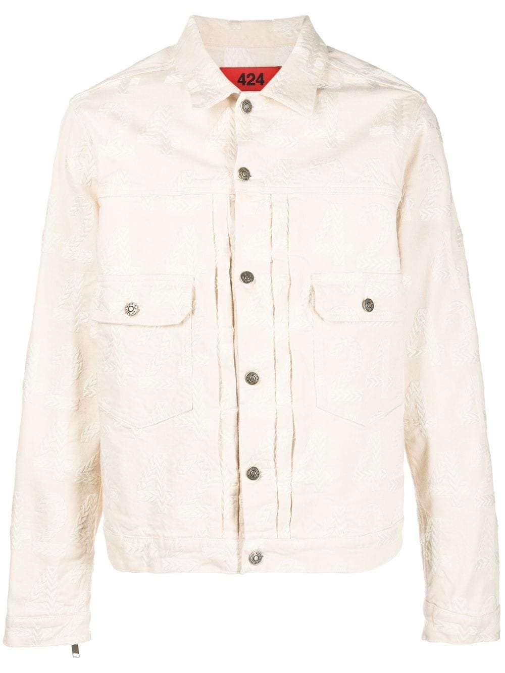 424 logo-embroidered denim jacket - Neutrals von 424