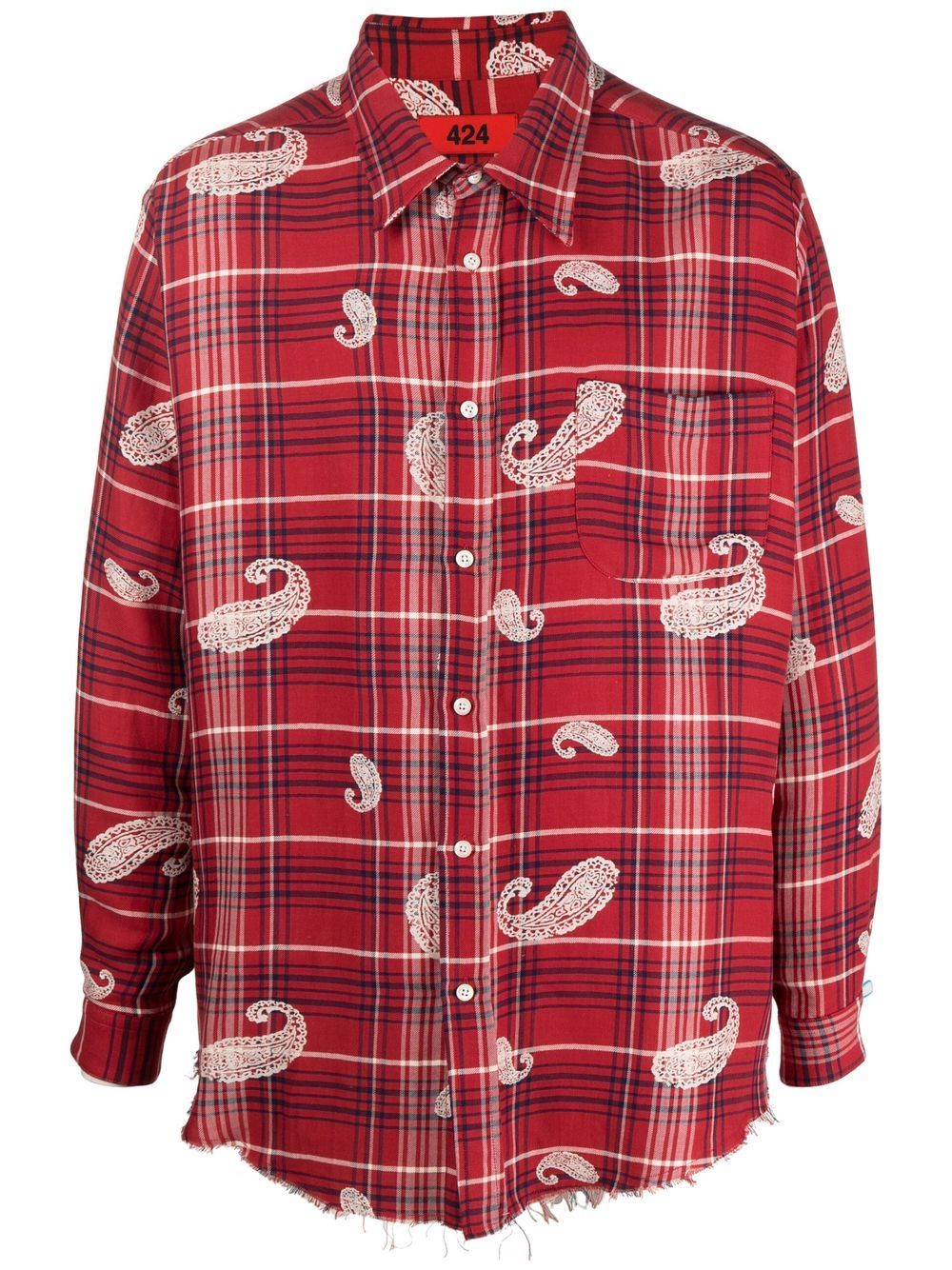 424 paisley-print flannel shirt - Red von 424