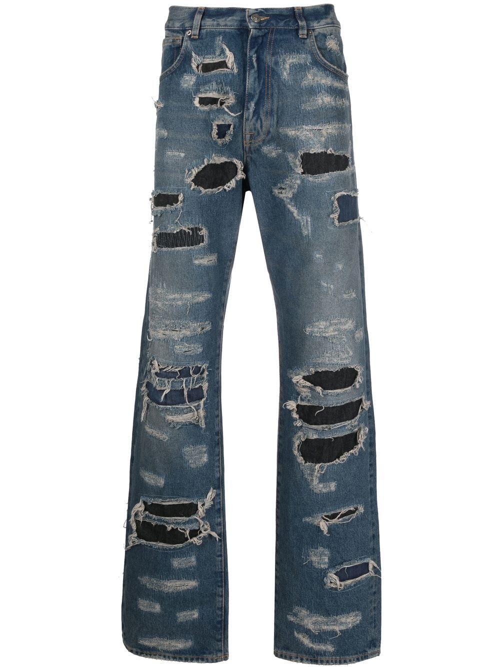 424 straight-leg distressed jeans - Blue von 424