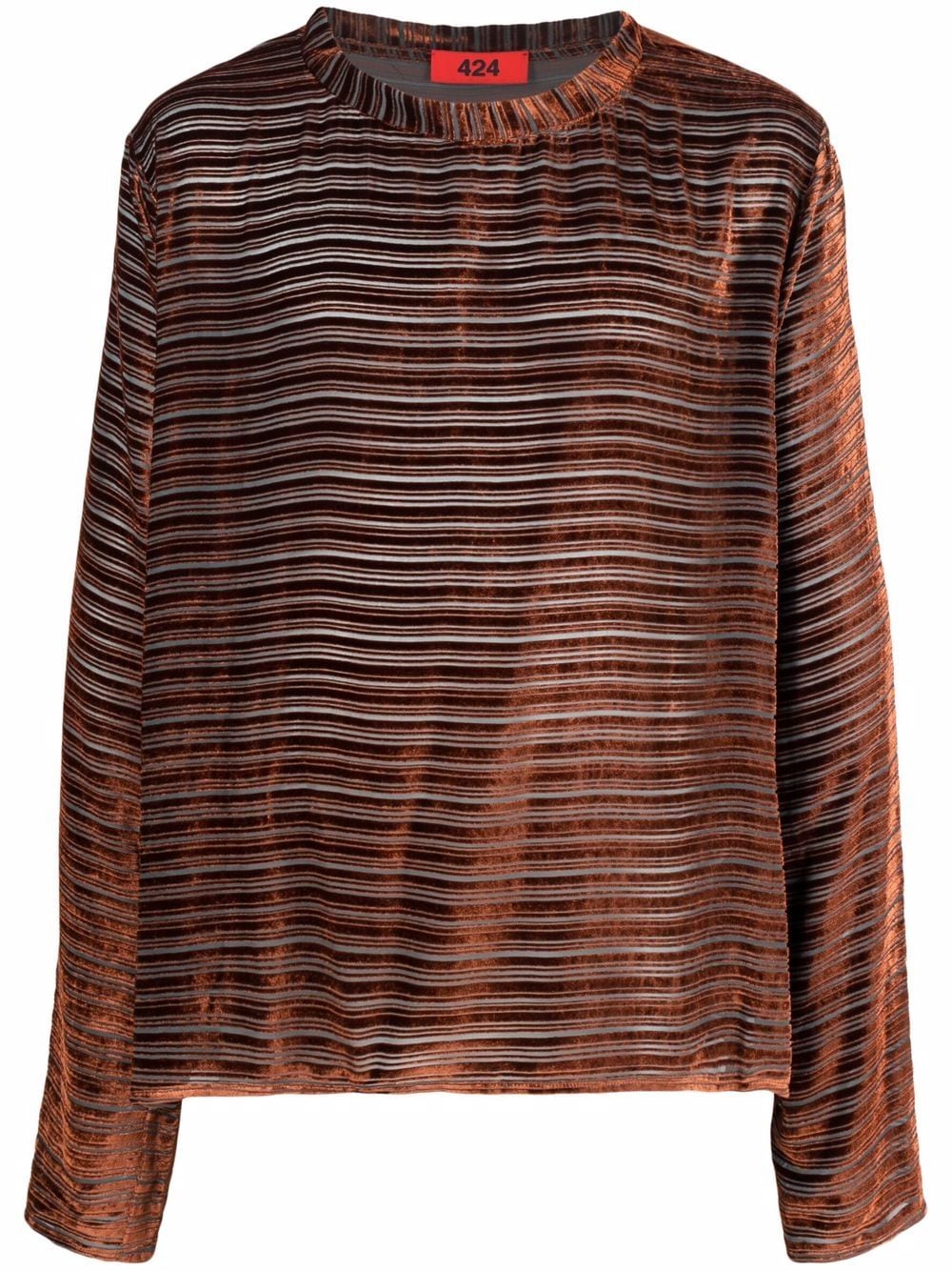 424 stripe-print velvet-effect T-Shirt - Brown von 424
