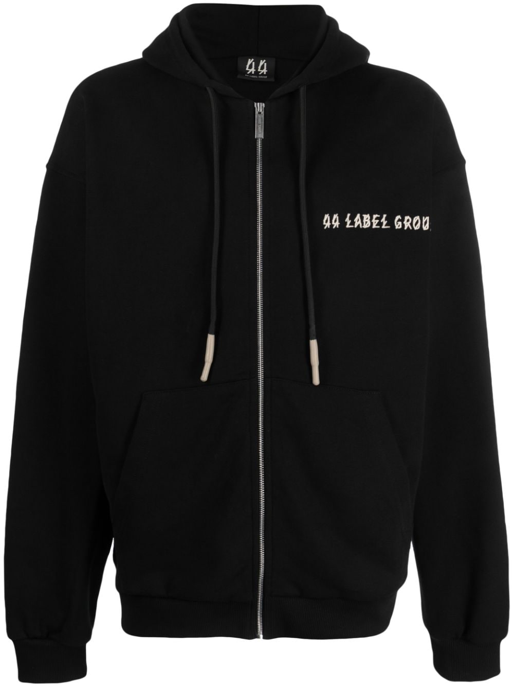 44 LABEL GROUP logo-print cotton hooded jacket - Black von 44 LABEL GROUP