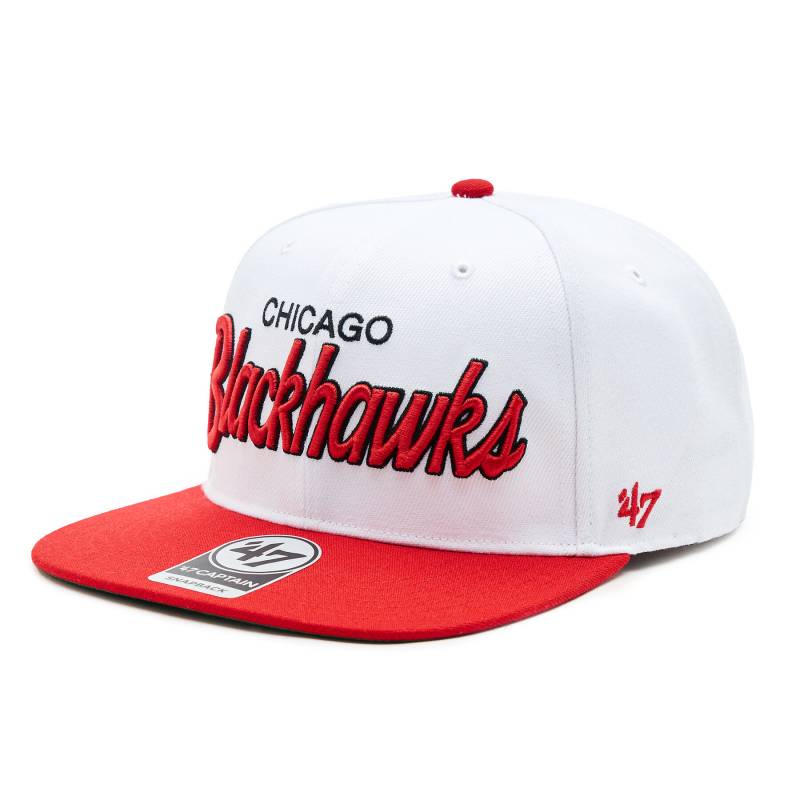 Cap 47 Brand NHL Chicago Blackhawks Crosstown Script Two tone '47 CAPTAIN H-CTWTT04WBP-WH Weiß von 47 Brand