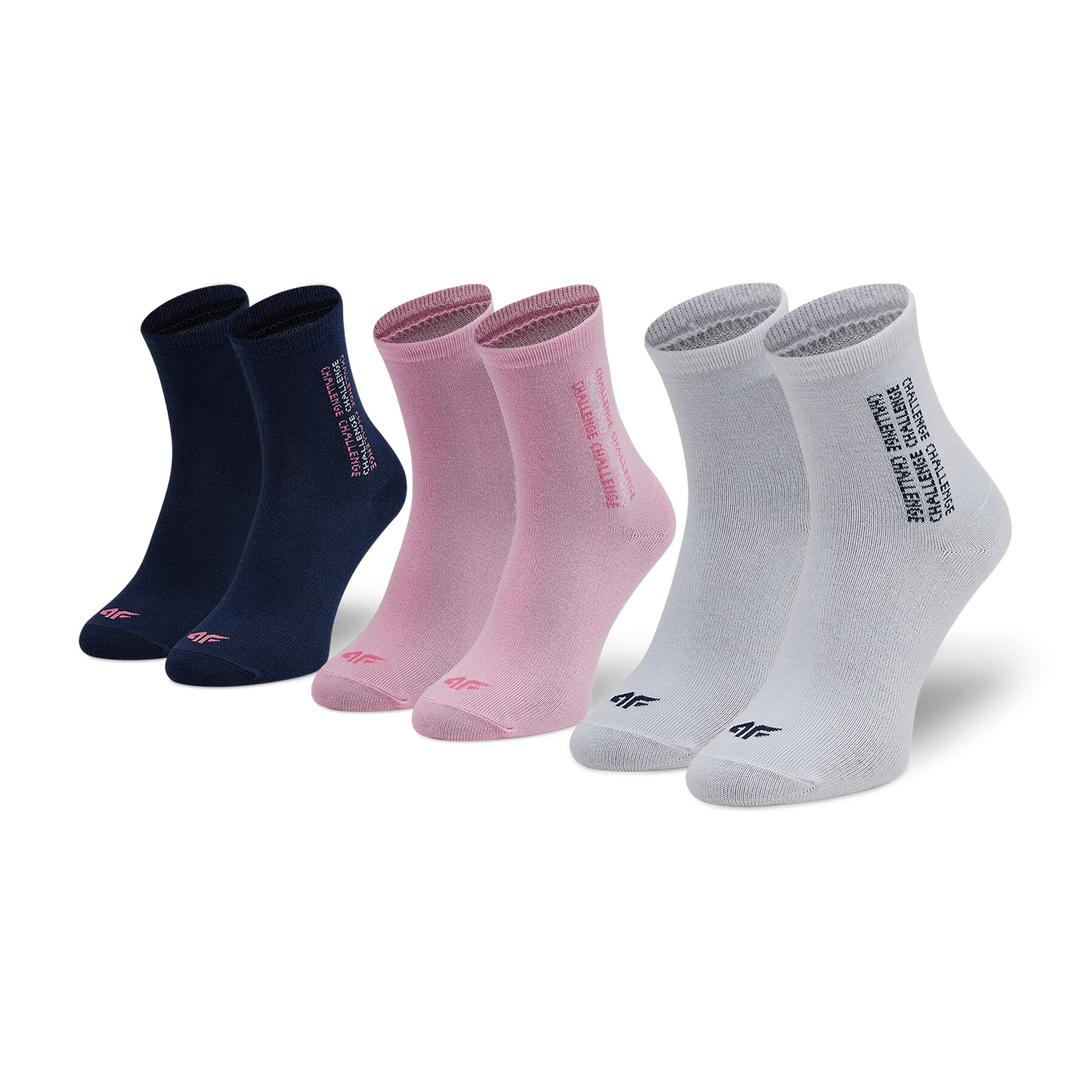 3er-Set hohe Unisex-Socken 4F HJZ21-JSOD005 Biały/Granat/Jasny Róż von 4F
