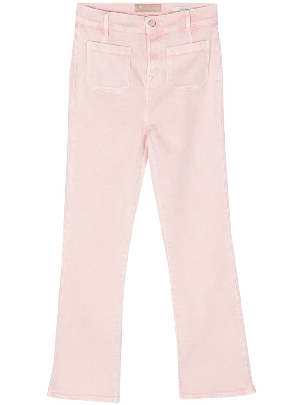 7 For All Mankind HW Slim Kick high-rise cropped jeans - Pink