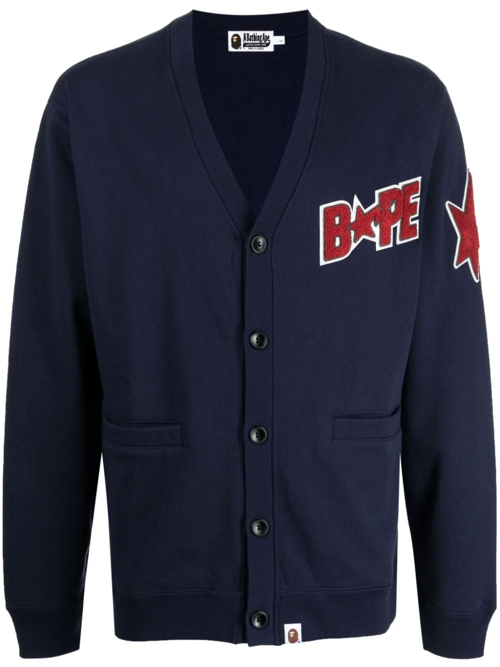 A BATHING APE® logo-appliqué jersey cardigan - Blue von A BATHING APE®