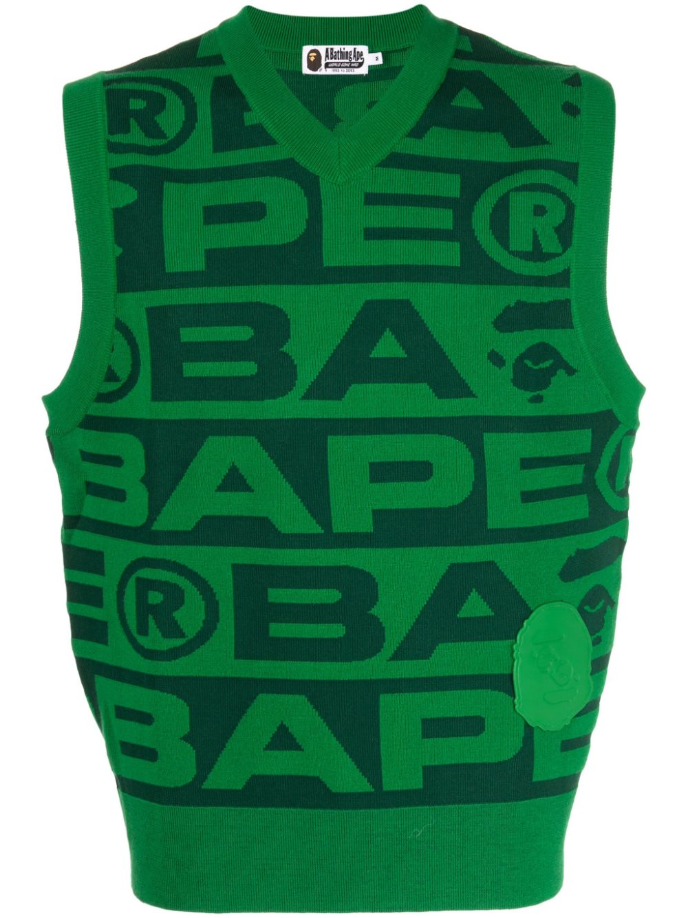 A BATHING APE® logo-intarsia V-neck vest - Green von A BATHING APE®