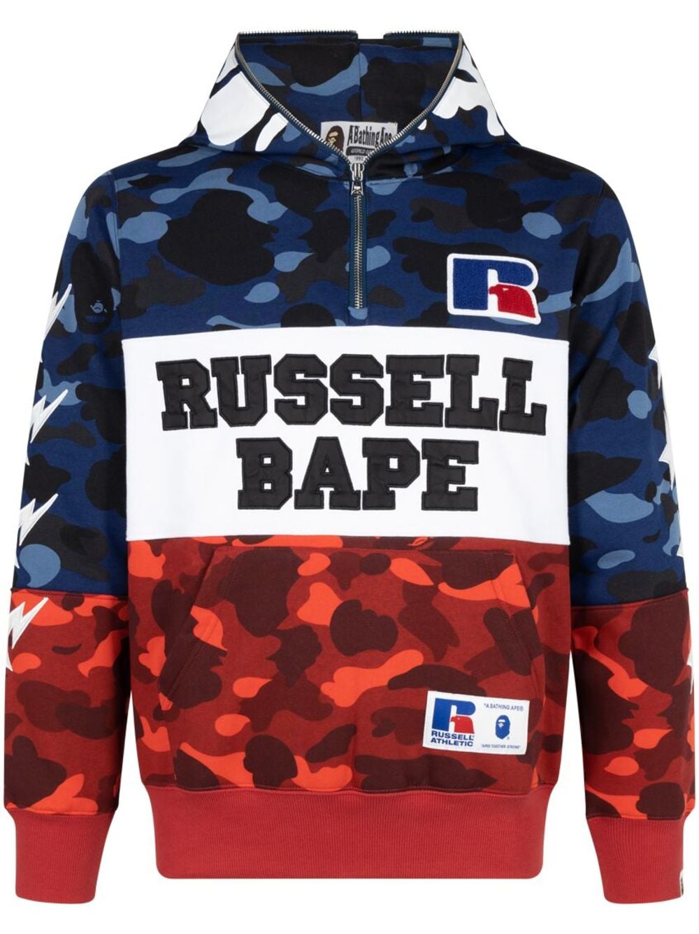 A BATHING APE® x Russell Color Camo Ape half-zip hoodie - Blue von A BATHING APE®