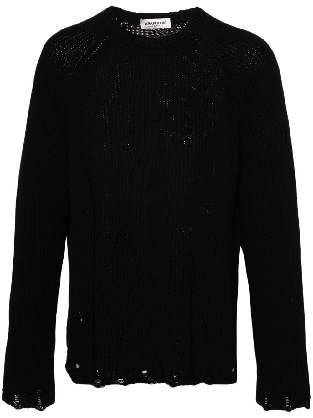 A Paper Kid distressed cotton jumper - Black