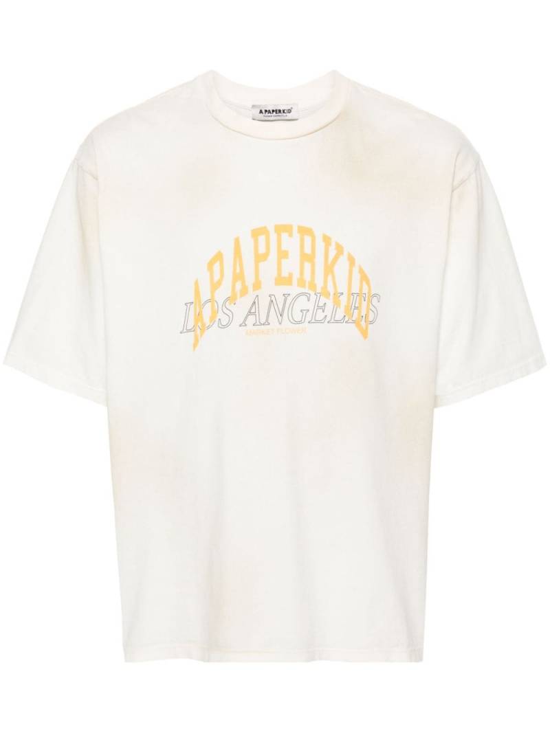 A Paper Kid logo-print cotton T-shirt - Neutrals von A Paper Kid