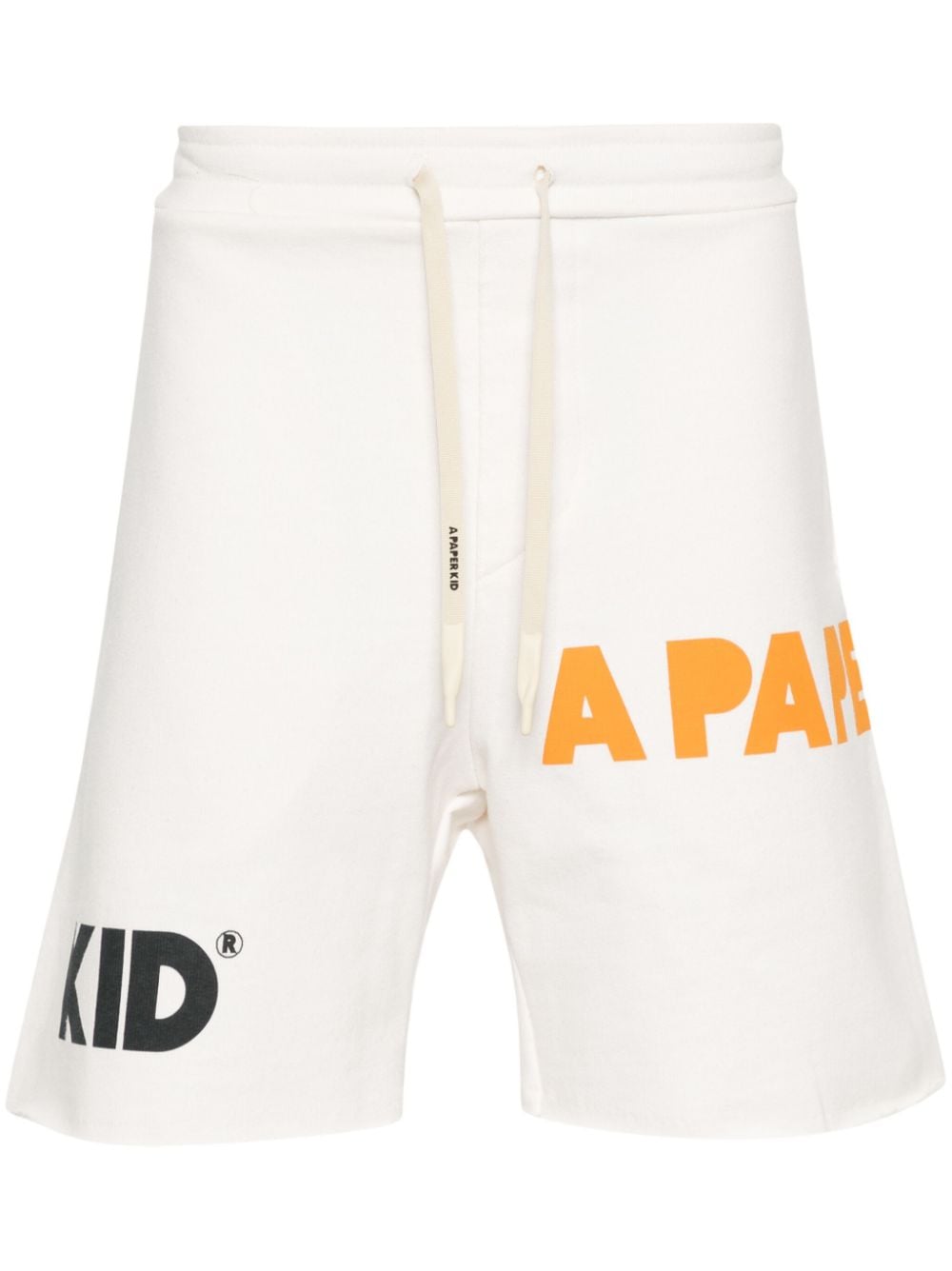 A Paper Kid logo-print cotton track shorts - Neutrals von A Paper Kid